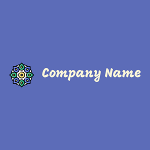 Rangoli logo on a Chetwode Blue background - Abstrato