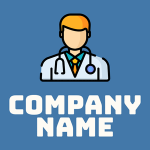Doctor logo on a Steel Blue background - Hospital & Farmácia