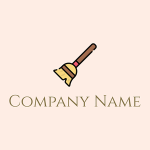 Broom logo on a beige background - Limpieza & Mantenimiento