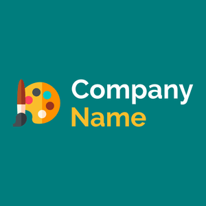 Paint palette logo on a Teal background - Enfant & Garderie