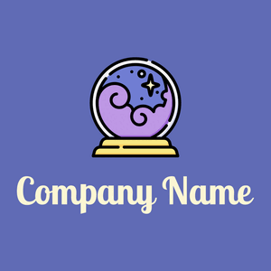 Crystal ball logo on a Chetwode Blue background - Abstrait