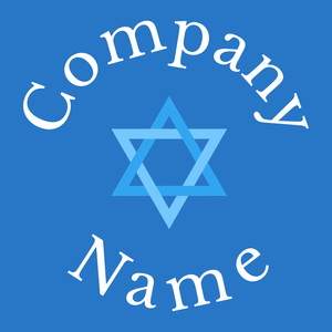Hebrew logo on a Cerulean Blue background - Religión