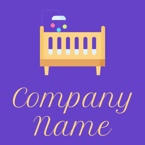 Baby crib logo on a Slate Blue background - Niños & Guardería