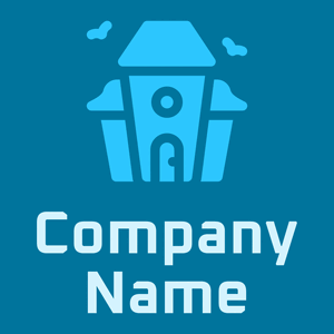 Haunted house logo on a Cerulean background - Architettura