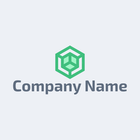 Techno surealist green cube logo - Negócios & Consultoria