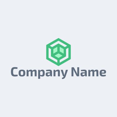 Logotipo de cubo verde tecno surealista - Empresa & Consultantes Logotipo