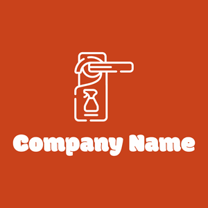 Door hanger logo on a Harley Davidson Orange background - Limpieza & Mantenimiento