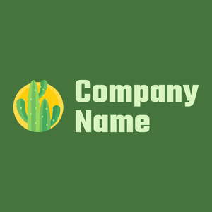 Cactus  logo on a Fern Green background - Floral
