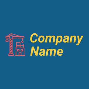 Building logo on a Dark Cerulean background - Construcción & Herramientas