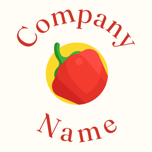 Red pepper logo on a Floral White background - Eten & Drinken