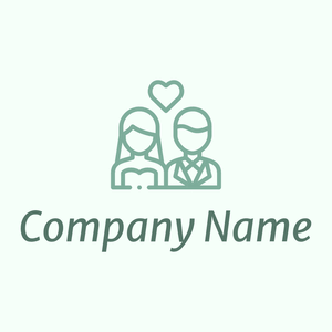 Couple logo on a Mint Cream background - Mariage