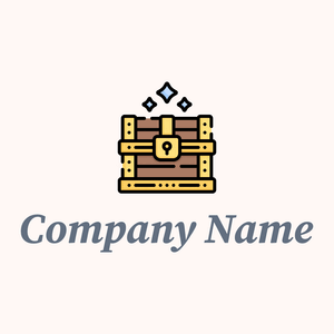 Outlined Treasure chest logo on a Seashell background - Abstrakt