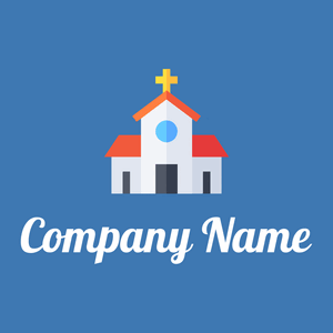 Church on a Curious Blue background - Religión