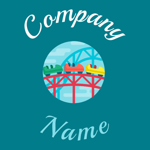 Roller coaster logo on a Teal background - Entretenimento & Artes