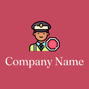 Traffic officer logo on a Mandy background - Abstracto