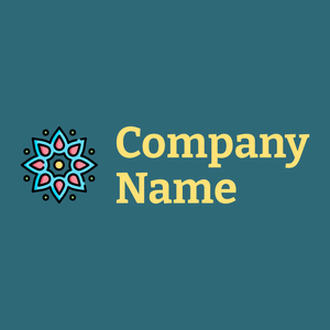 Rangoli logo on a Chathams Blue background - Abstrait