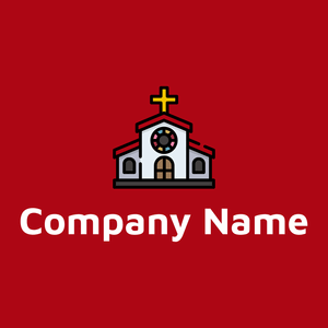 Church on a Venetian Red background - Religión
