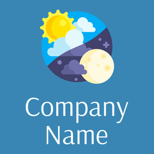Day and night logo on a Curious Blue background - Abstrato