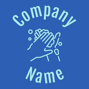 Washing hands logo on a Cerulean Blue background - Nettoyage & Entretien