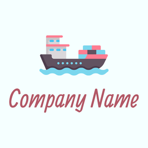 Cargo ship logo on a Azure background - Abstracto