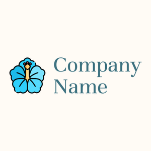 Hibiscus blue logo on a Floral White background - Floral