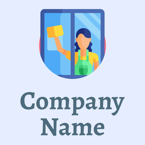 Window cleaning logo on a Alice Blue background - Limpeza & Manutenção