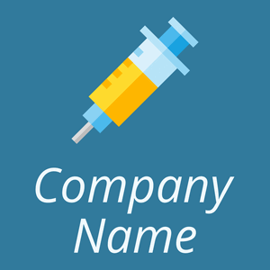Needle logo on a Lochmara background - Hospital & Farmácia