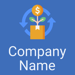 Sustainable logo on a Curious Blue background - Negócios & Consultoria