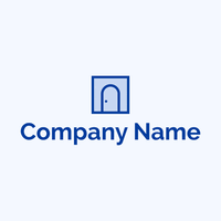 Logotipo com porta azul - Arquitetura