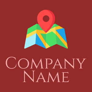 Map logo on a Bright Red background - Domaine des communications