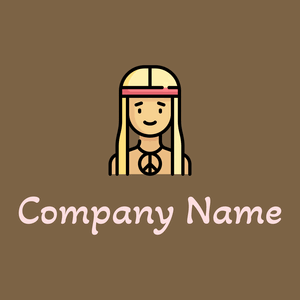 Hippie logo on a Yellow Metal background - Abstrato