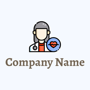 Cartoon Cardiologist logo on a Blue background - Medical & Farmacia