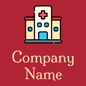 Hospital logo on a Fire Brick background - Arquitectura