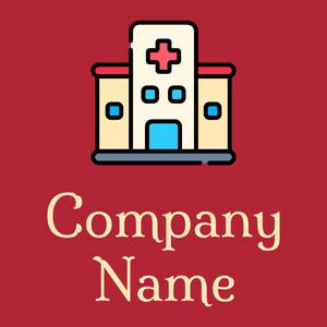 Hospital logo on a Fire Brick background - Arquitetura