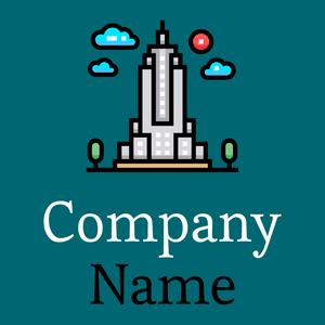 Empire state building logo on a Blue Lagoon background - Architectuur