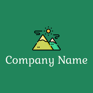 Mountains logo on a Elf Green background - Abstracto