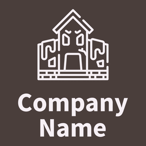 Haunted house logo on a Crater Brown background - Arquitetura