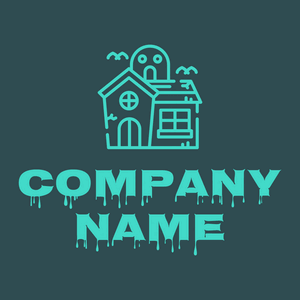 Haunted house logo on a Dark Slate Grey background - Architettura