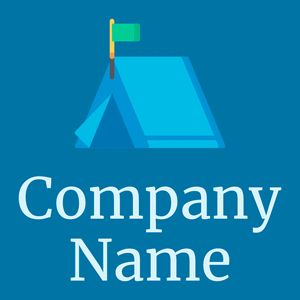 Camp logo on a Cerulean background - Abstracto
