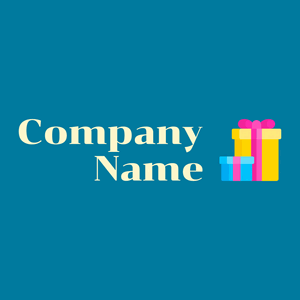 Gift box logo on a Cerulean background - Kleinhandel