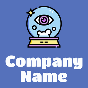Crystal ball logo on a Havelock Blue background - Abstrait