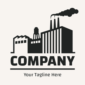 Logo of a large black factory on beige - Indústrias