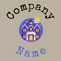 Haunted house logo on a Silk background - Arquitetura