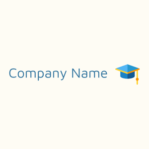 blue Mortarboard logo on a Floral White background - Éducation