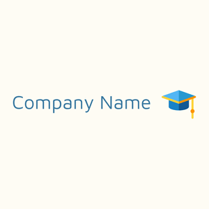blue Mortarboard logo on a Floral White background - Educación