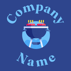 Grill logo on a Fun Blue background - Essen & Trinken