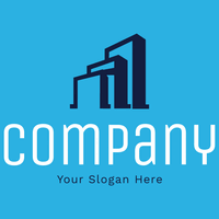 Blue building construction logo - Business & Consulting