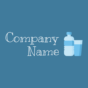 Water bottle logo on a Hippie Blue background - Comida & Bebida