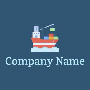 Cargo ship logo on a Blumine background - Abstrait