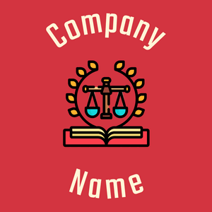 Justice logo on a Brick Red background - Empresa & Consultantes